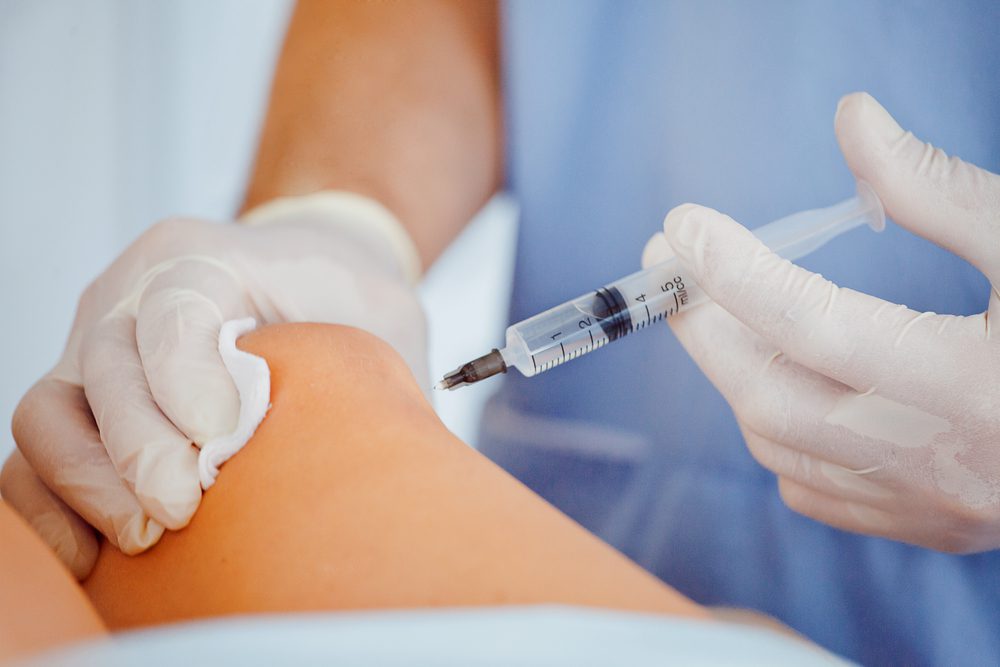 A private steroid injection into a knee